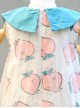 Sweet Peach Print Mesh Decoration Pleated Hem Doll Neck Bow Knot Classic Lolita Sleeveless Dress