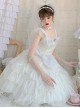 Snow Series JSK Solid Color Layered Pleated Lace Jacquard Star Embroidery Hem Bow Knot Decoration Sequin Pearl Classic Lolita Dress