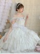 Snow Series JSK Solid Color Layered Pleated Lace Jacquard Star Embroidery Hem Bow Knot Decoration Sequin Pearl Classic Lolita Dress