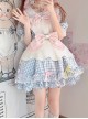 Cute Pastry Chef Checkerboard Design Pleated Ruffled Hem Bow Knot Apron Doll Neckline Classic Lolita Dress