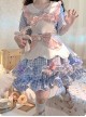 Cute Pastry Chef Checkerboard Design Pleated Ruffled Hem Bow Knot Apron Doll Neckline Classic Lolita Dress