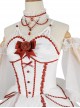 Elegant And Delicate Red Jacquard Lace Pure White Slim Court Style JSK Detachable Flared Sleeves Classic Lolita Dress Set