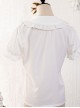 Simple Routine Pure White Pleated Trim Cute Puff Sleeves Classic Lolita Shirt