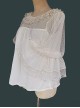 Loose And Comfortable Regular Lace Pleated Ruffled Neckline Design Double Lace Short Sleeves Classic Lolita Blouse