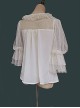 Loose And Comfortable Regular Lace Pleated Ruffled Neckline Design Double Lace Short Sleeves Classic Lolita Blouse