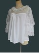 Loose And Comfortable Regular Lace Pleated Ruffled Neckline Design Double Lace Short Sleeves Classic Lolita Blouse