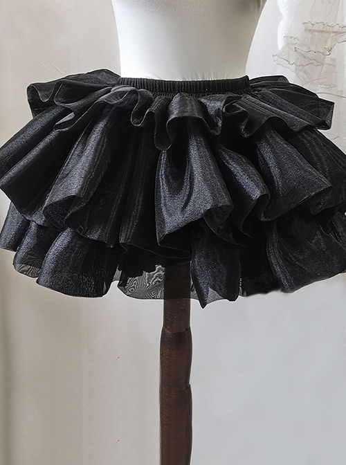Solid Color Super Short Layered Lace Pleated Hem Classic Lolita Violent Petticoat
