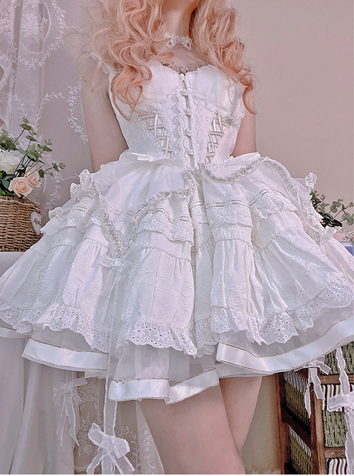 Solid Color Super Short Layered Lace Pleated Hem Classic Lolita Violent Petticoat