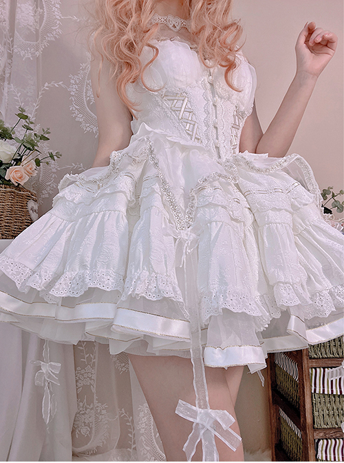 Solid Color Super Short Layered Lace Pleated Hem Classic Lolita Violent Petticoat