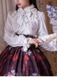 Retro Court Style Pleated Lace Stand Collar Design Bow Knot Ruffled Ruched Long Sleeves Classic Lolita Chiffon Shirt