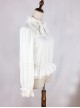 Retro Court Style Pleated Lace Stand Collar Design Bow Knot Ruffled Ruched Long Sleeves Classic Lolita Chiffon Shirt