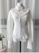 Delicately Pleated Ruffled Doll Neck Design Chiffon Court Style Slim Fit Classic Lolita White Long Sleeve Blouse