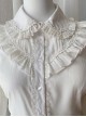 Delicately Pleated Ruffled Doll Neck Design Chiffon Court Style Slim Fit Classic Lolita White Long Sleeve Blouse