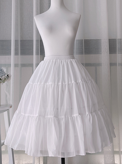 Classic Lolita Chiffon Pure White Elasticity Violence Fishbone Long Inside Petticoat