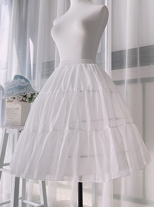 Classic Lolita Chiffon Pure White Elasticity Violence Fishbone Long Inside Petticoat