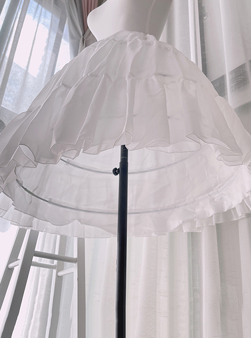 Classic Lolita Chiffon Pure White Elasticity Violence Fishbone Long Inside Petticoat