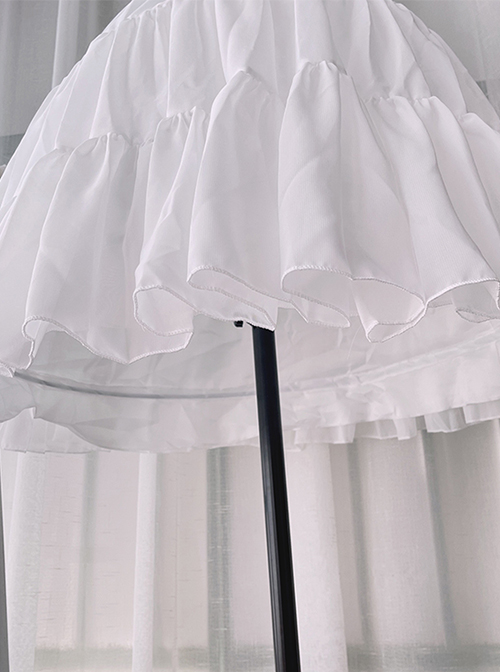 Classic Lolita Chiffon Pure White Elasticity Violence Fishbone Long Inside Petticoat