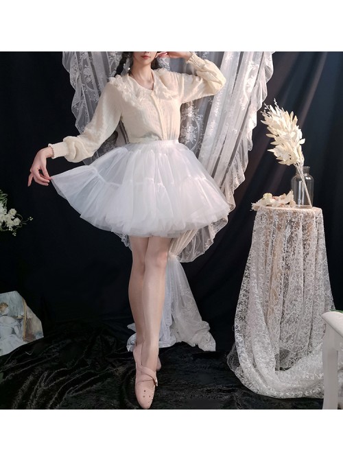 Classic Lolita Folds Organ Mesh Fluffy Boneless White A-Line Version Violence Petticoat 
