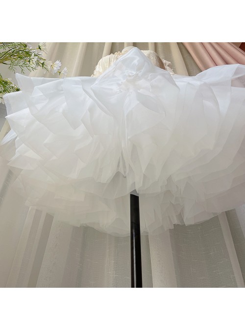 Classic Lolita Folds Organ Mesh Fluffy Boneless White A-Line Version Violence Petticoat 