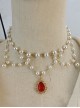 Classic Lolita Exquisite Multi-Layer Pearl Fashion Drop Shape Pendant Decoration Collarbone Necklace