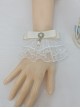 Sweet Pearls Embellished Multi-Layered White Lace Folds Classic Lolita Wrist Straps