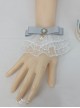 Sweet Pearls Embellished Multi-Layered White Lace Folds Classic Lolita Wrist Straps