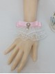 Sweet Pearls Embellished Multi-Layered White Lace Folds Classic Lolita Wrist Straps