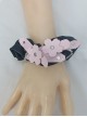 Dark Lolita Leather Flower Cut Design Metal Chain Decoration Classic Lolita Wrist Straps