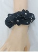 Dark Lolita Leather Flower Cut Design Metal Chain Decoration Classic Lolita Wrist Straps