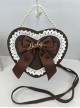 Cute Big Bow Knot Metal Letter Heart Shape Lace Decoration Classic Lolita Heart Pearl Chain Shoulder Bag