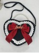 Cute Big Bow Knot Metal Letter Heart Shape Lace Decoration Classic Lolita Heart Pearl Chain Shoulder Bag