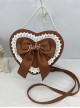 Cute Big Bow Knot Metal Letter Heart Shape Lace Decoration Classic Lolita Heart Pearl Chain Shoulder Bag