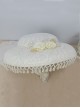 Dome Ornate Pearl Pendant Jacquard Lace Trim Elegant White Three-Dimensional Rose Decoration Classic Lolita Hat