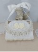 Classic Lolita Ornate Pearl Pendant Jacquard Lace Trim Elegant White Three-Dimensional Rose Decoration Temperament Square Bag