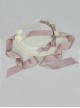 Elegant Pearl Lace Edge Three-Dimensional Rose Decoration Pink Bow Knot Classic Lolita Lace Flat Cap