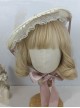 Elegant Pearl Lace Edge Three-Dimensional Rose Decoration Pink Bow Knot Classic Lolita Lace Flat Cap