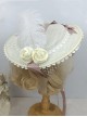 Elegant Pearl Lace Edge Three-Dimensional Rose Decoration Pink Bow Knot Classic Lolita Lace Flat Cap