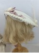 Elegant Pearl Lace Edge Three-Dimensional Rose Decoration Pink Bow Knot Classic Lolita Lace Flat Cap