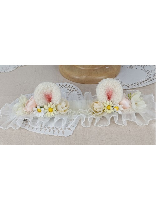 Cute Bear Ears Shape Design Elegant Retro Flower Decoration Classic Lolita Kid Lace Headband
