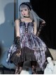 Sweet And Cool Purple Personalized Dark Pattern Print Irregular Hem Design Cross Strap Decoration Gothic Lolita Sleeveless Dress