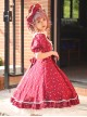 Classic Lolita Retro Solid Color Star Shape Embellishment Design Pleated Neckline Bow Knot Decoration Short Sleeve Dress