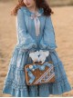 Retro Style Blue Layered Pleated Hem Design Elegant Bow Knots Decoration Long Sleeves Classic Lolita Dress