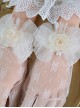 Elegant Retro Lace Bow Knot Three-Dimensional Flowers Pearl Jacquard Decoration Classic Lolita Gloves