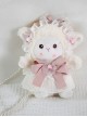 Cute Sheep Plush Doll Pleated Lace Trim Bow Knot Classic Lolita Pearl Chain Tote Bag  