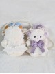 Cute Sheep Plush Doll Pleated Lace Trim Bow Knot Classic Lolita Pearl Chain Tote Bag  