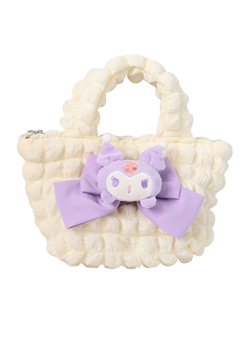 Classic Lolita Fluffy Cute Doll Design Big Bow Knot Decoration Milky Sweet Pompon Handbag