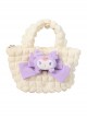 Classic Lolita Fluffy Cute Doll Design Big Bow Knot Decoration Milky Sweet Pompon Handbag