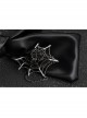 Dark Punk Style Leather Bow Knot Metal Spider Web Large Pin Decoration Punk Lolita Headband