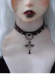 Dark Punk Style Leather Personalized Rivet Decoration Metal Jesus Cross Lolita Necklace