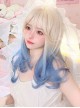 Japanese Style Beige Gradient Blue Cute Air Bangs Decoration Classic Lolita Long Curly Hair